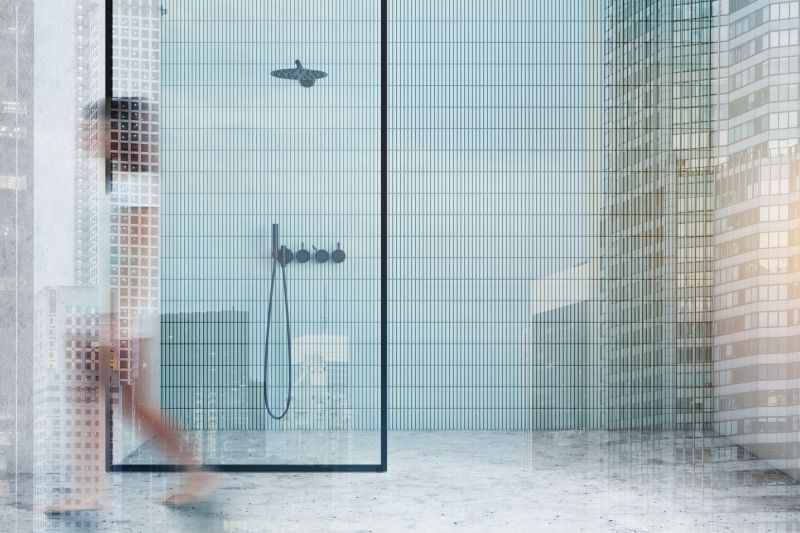 Glass Panel with Vertical Tile Pattern